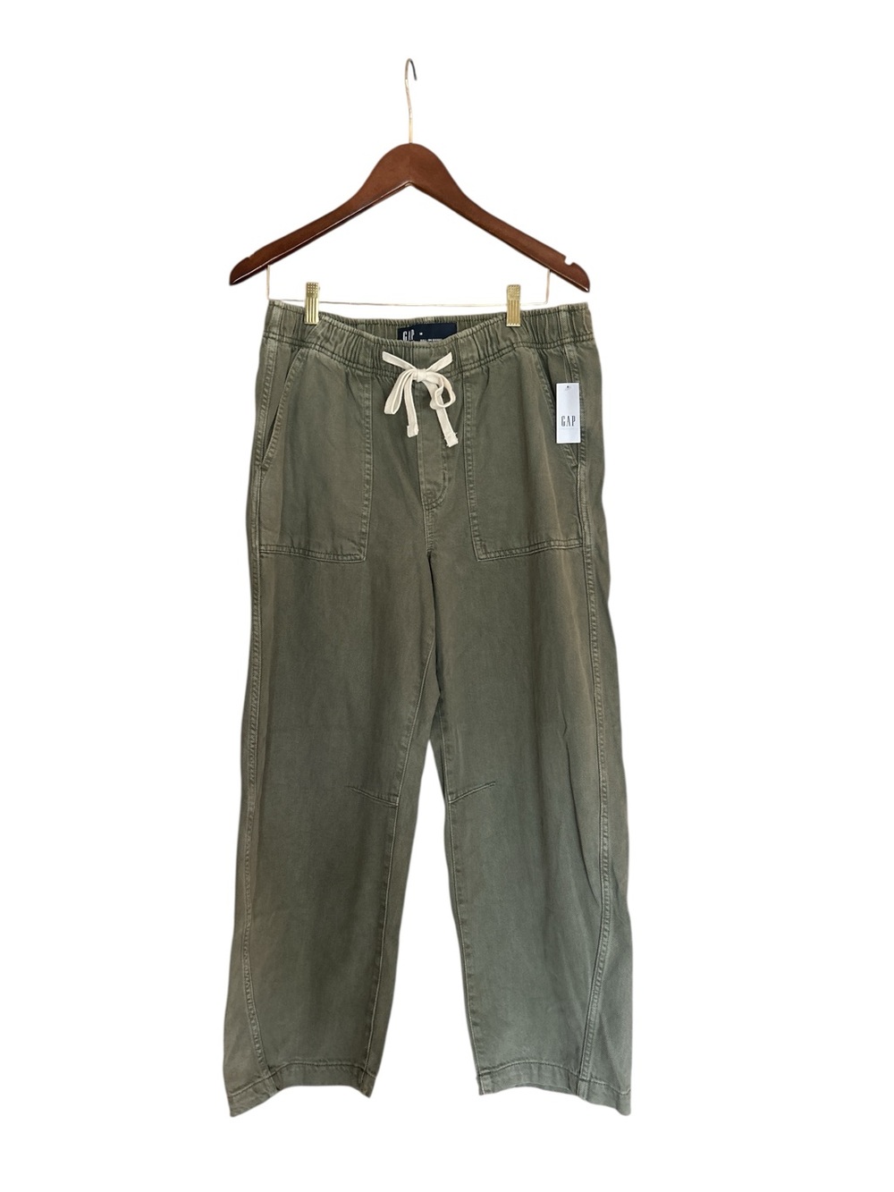 GAP Women’s Denim Pull-On-Barrel Olive Green Drawstring Cargo Pants NWT